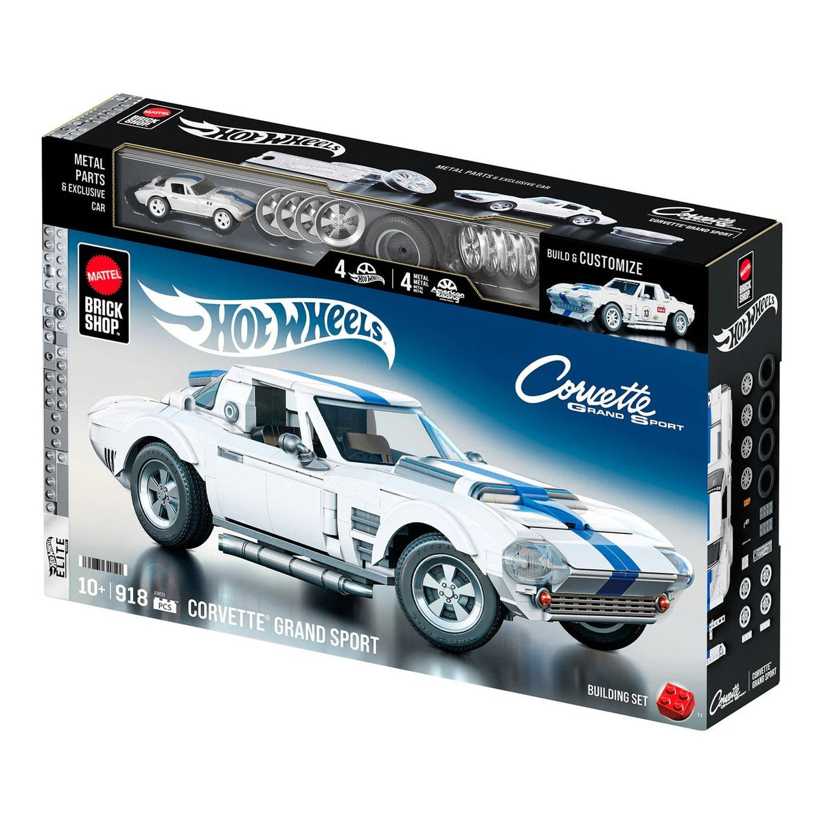 هوت ويلز مجموعة بناء وتركيب سيارة كورفيت جراند سبورت مكعبات التركيب HotWheels