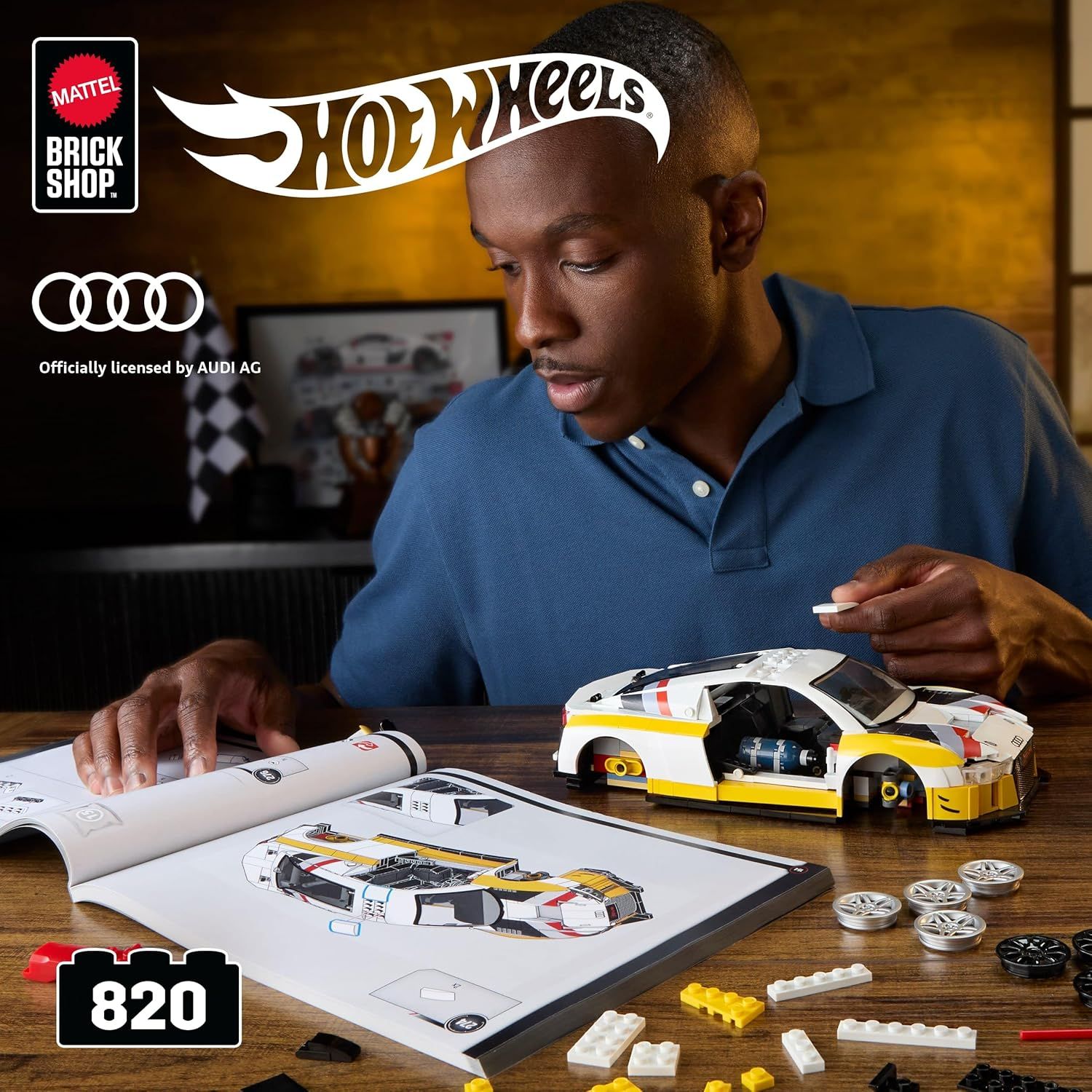 هوت ويلز مجموعة بناء وتركيب سيارة أودي آر8 مكعبات التركيب HotWheels