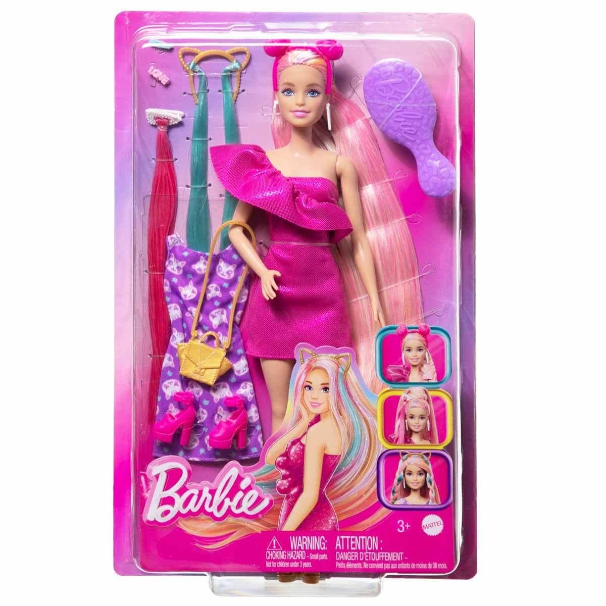 باربي دمية شعر مرح وفاخر مع شعر و10 اكسسوارات دمية مع اكسسوارات Barbie