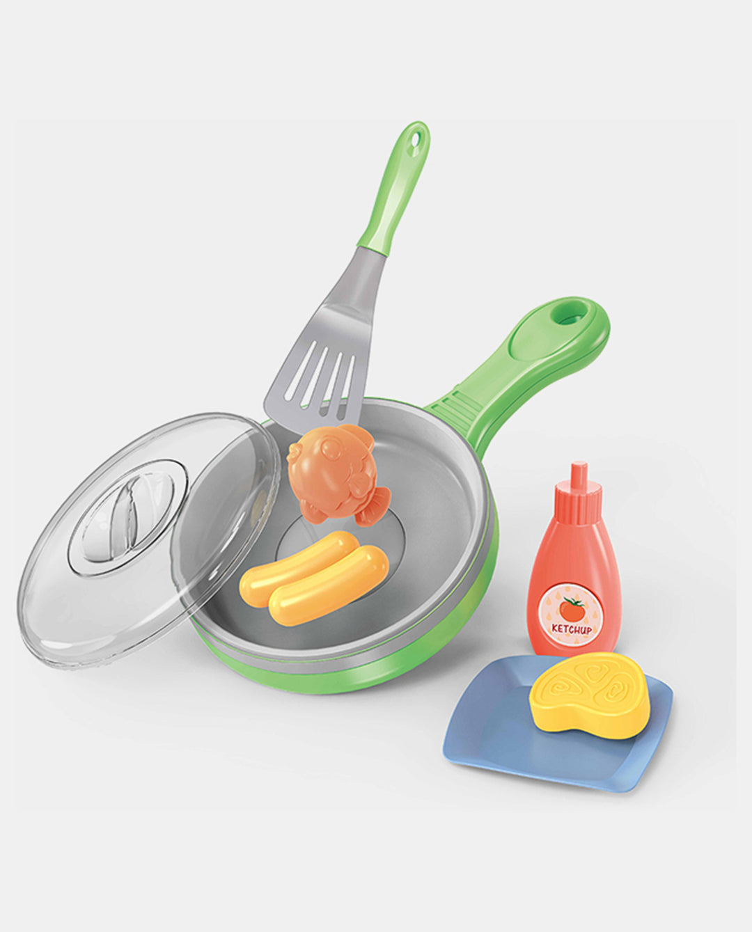 طقم المطبخ الإلكتروني للأطفال مقلاة وأدوات طهي تفاعلية ألعاب المطابخ LOCAL