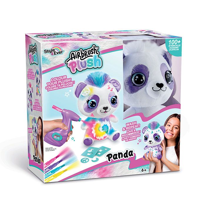 اير برش دمية باندا مخملية مع فرشاة هوائية رسم و تلوين Airbrush Plush