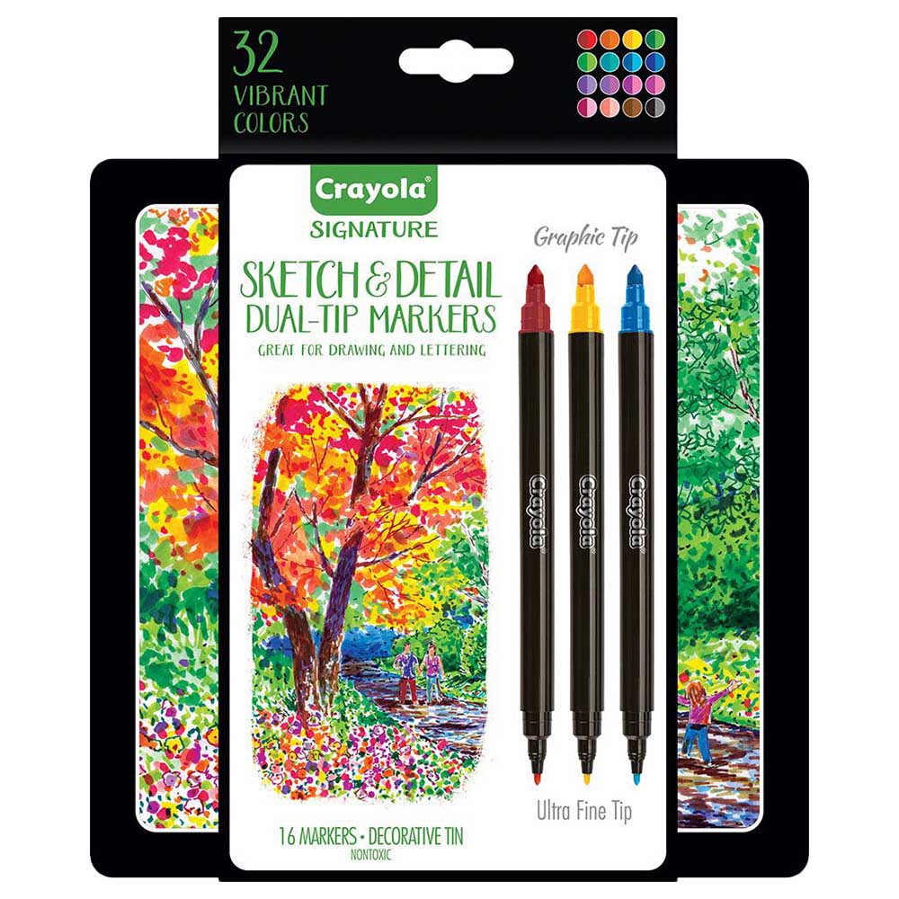كرايولا أقلام تلوين سيجنتشر سكتش آند ديتيل 16 قطعة رسم و تلوين Crayola