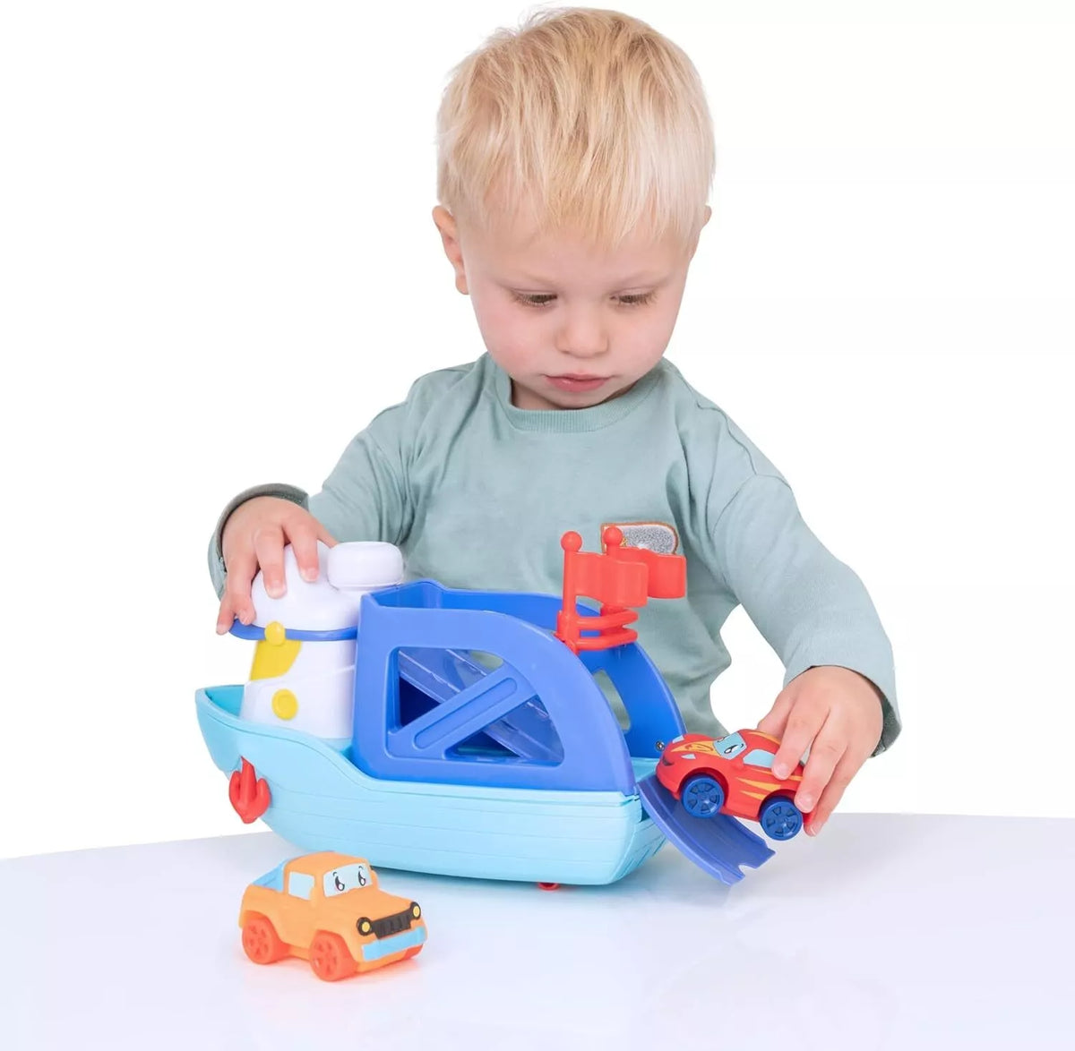 تيمسترز لعبة قارب صغير مع سيارتين مركبات الأطفال Teamsterz