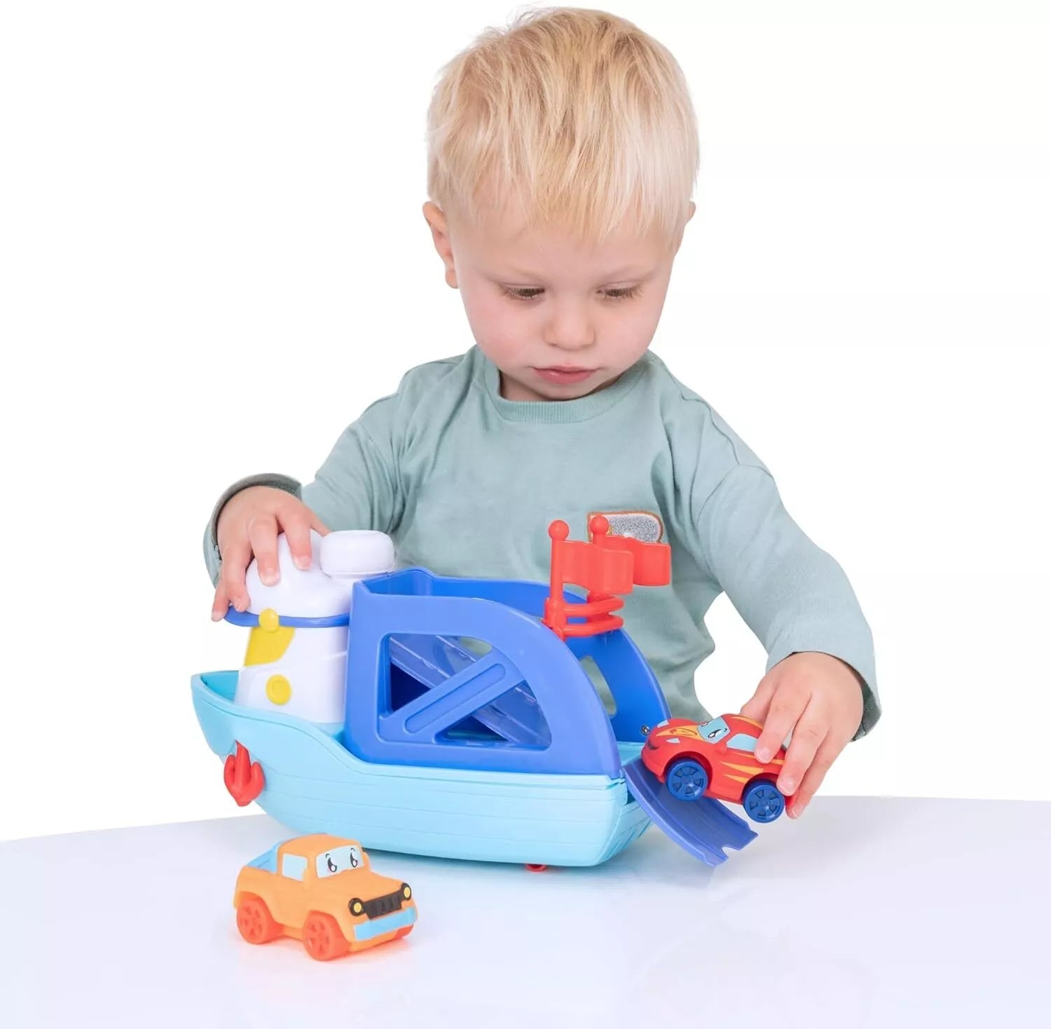 تيمسترز لعبة قارب صغير مع سيارتين مركبات الأطفال Teamsterz