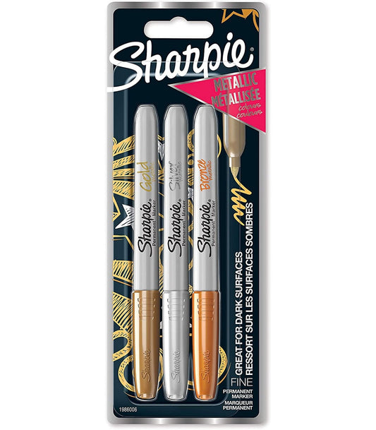 شاربي قلم تحديد دائم معدنية 3 أقلام رسم و تلوين Sharpie
