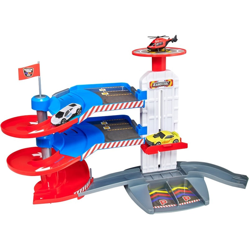 تيمسترز لعبة مرآب قيادة طوارئ المدينة المكون من 3 طوابق مركبات مع مسار Teamsterz