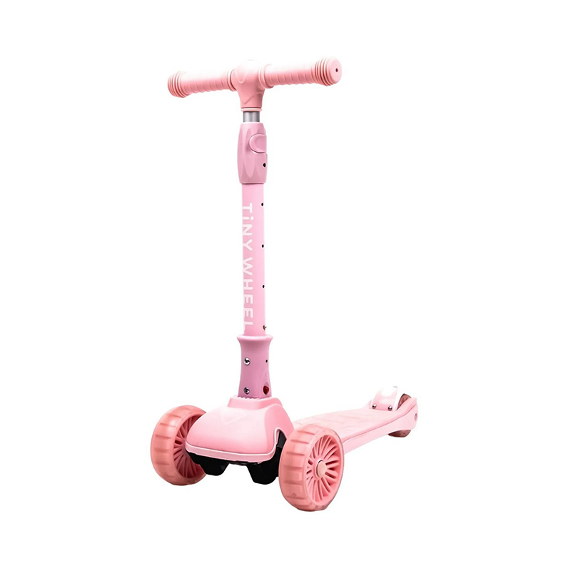 تايني ويل سكوتر وردي فاتح 3 كفرات قابل للطي سكوتر 3 عجلات Tiny Wheel