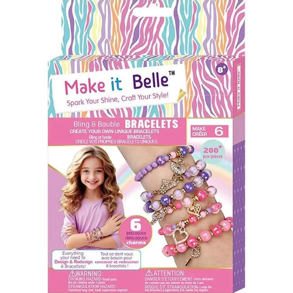 ميك إت بيل أساور وردية مرصعة باللمعان الخرز والاكسسوارات Make It Belle
