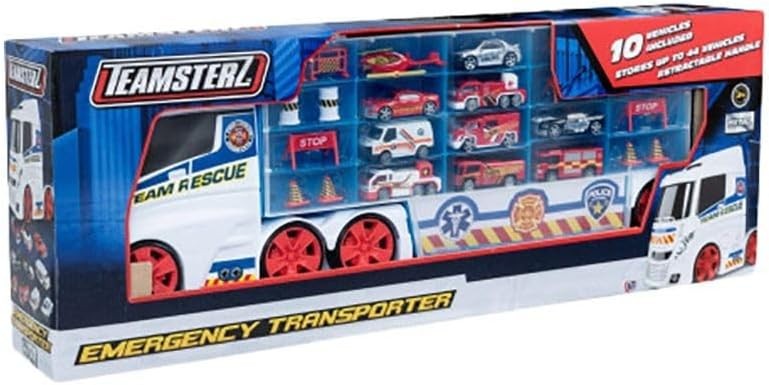 تيمسترز سيارة شرطة وناقل مع 7 سيارات Teamsterz